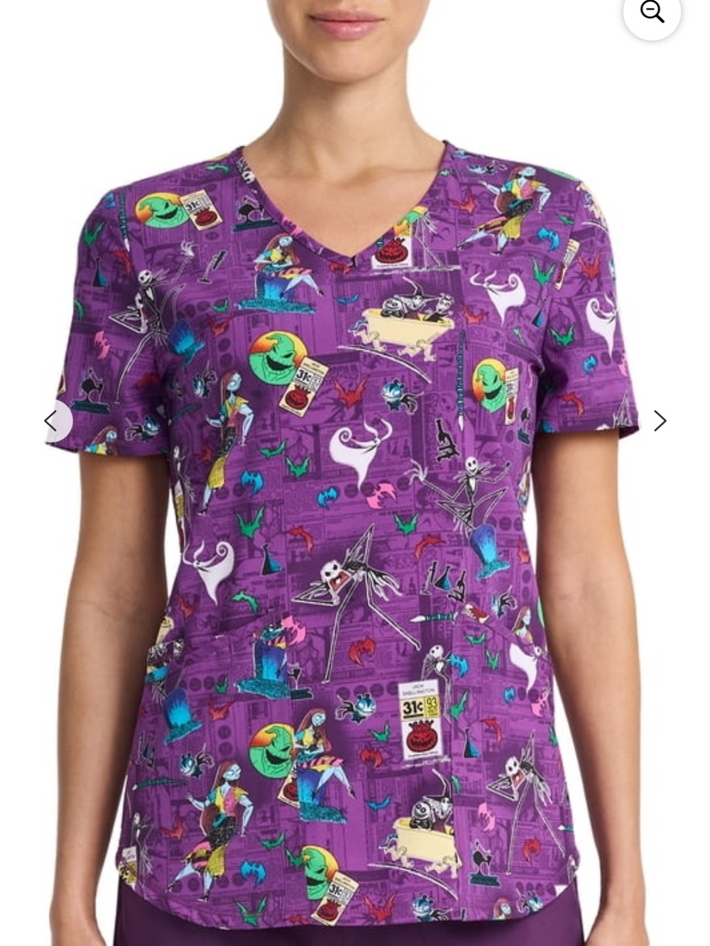 Disney The Nightmare Before Christmas V-neck scrub top medium